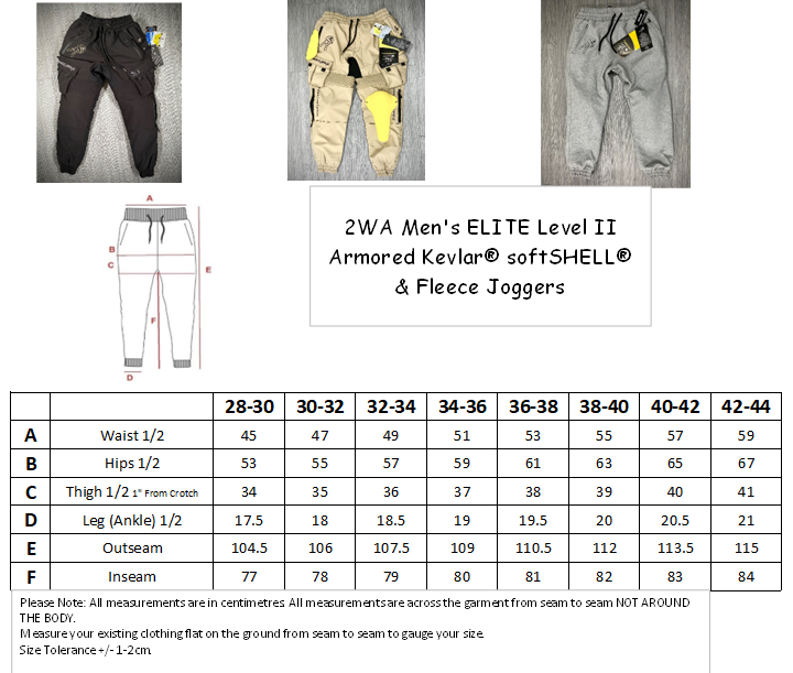 2WA Men's ELITE Level II Armoured Black softSHELL® Joggers
