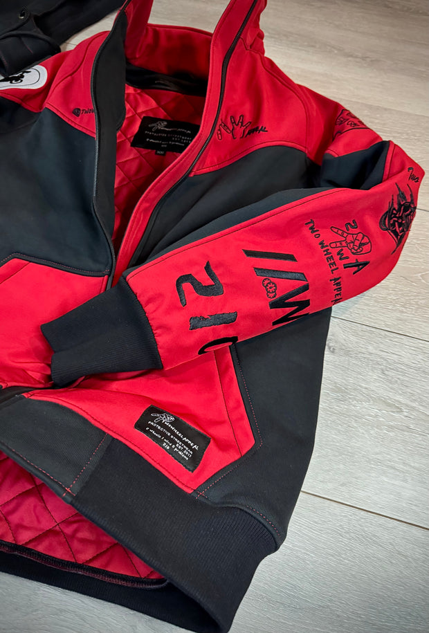 2WA Men's ELITE Level II Armoured MXC Rich Red Combination OFFICIAL TRIBUTE Jacket