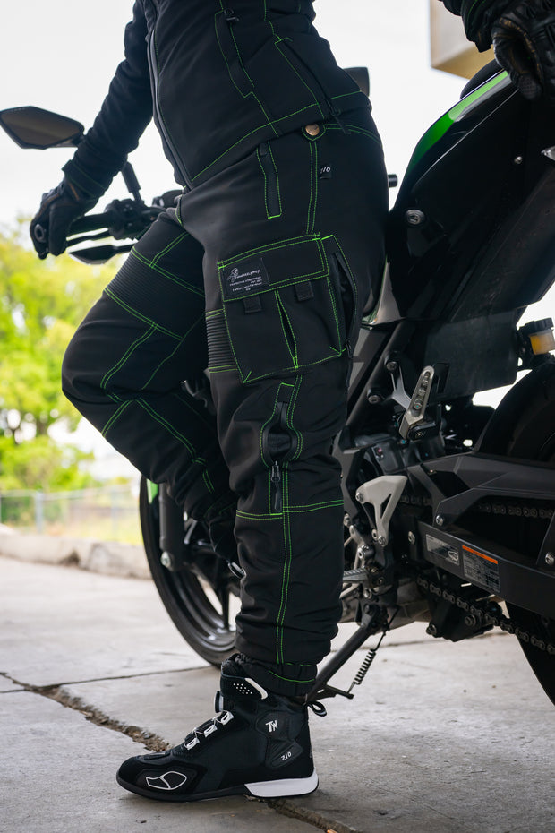 2WA™ Ladies ELITE Level II Armoured Black 210 GREEN softSHELL® RYDERZ Joggers